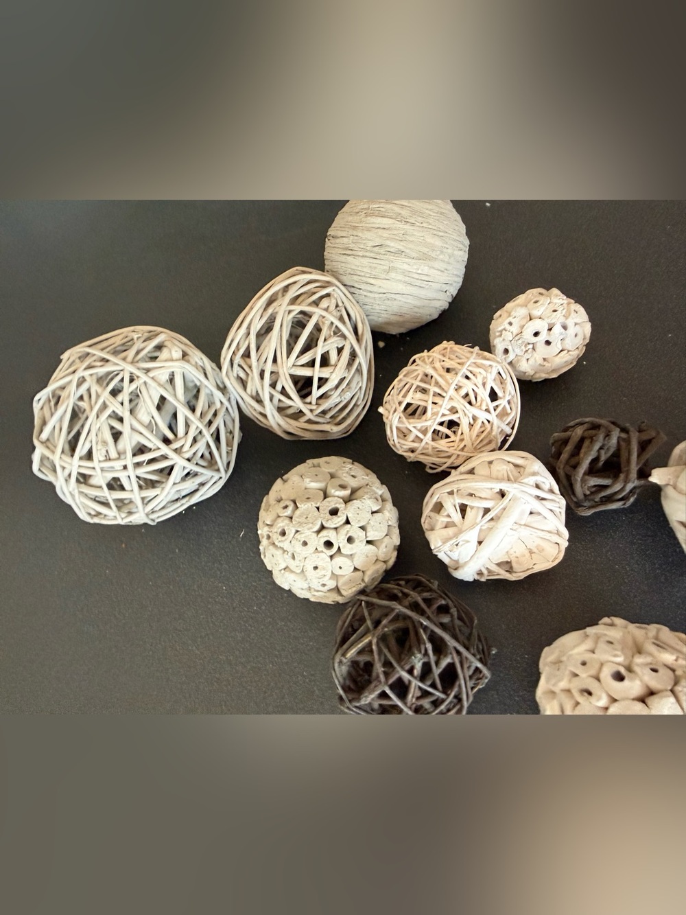 Decorative Balls for Centerpiece Bowls 11 pieces Wicker Rattan Natural
